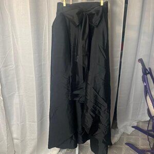 Adrianna Papell Black Pleated Hi/Low Skirt with Self-Tie Sash - Size12